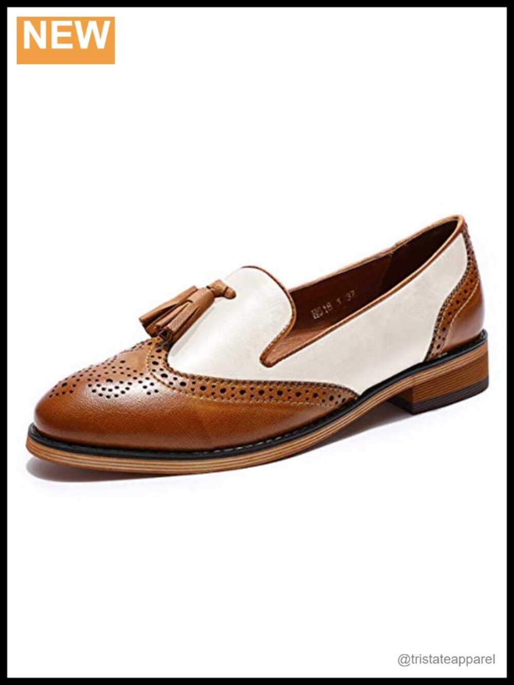 Women's Leather Tassel Loafers Slip On Brogue Flat Office Shoes